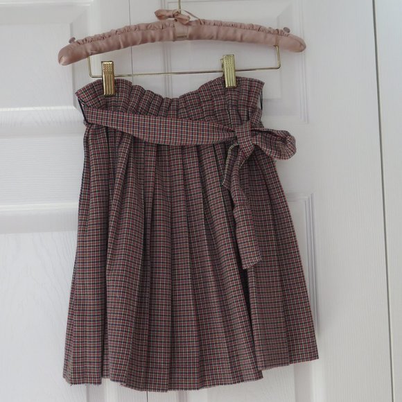 ZARA - Pleated check skirt with tie belt - Picture 3 of 8